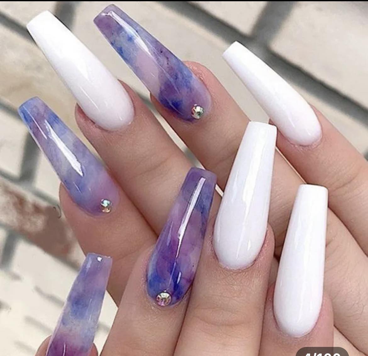 Long Coffin Press on Nails. Marble Effect Dark Blue & White. Durable Acrylic Press on Nails. Easy and quick to apply. Great for those special occasions, parties or add an edge to any outfit. Gorgeous, flattering and you can re-use them again and again.