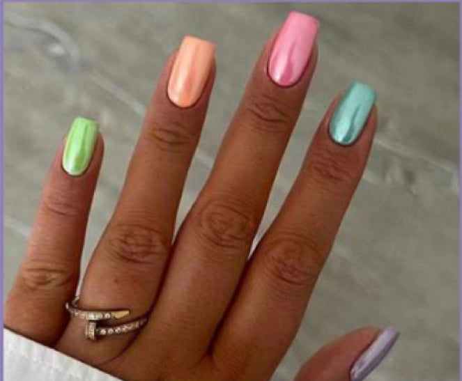 Lilac, Pale Blue, Pink, Peach & Green - Square #W1282