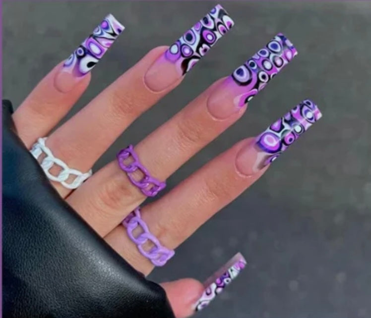 Purple, Pink & White Patterns - Coffin #W133