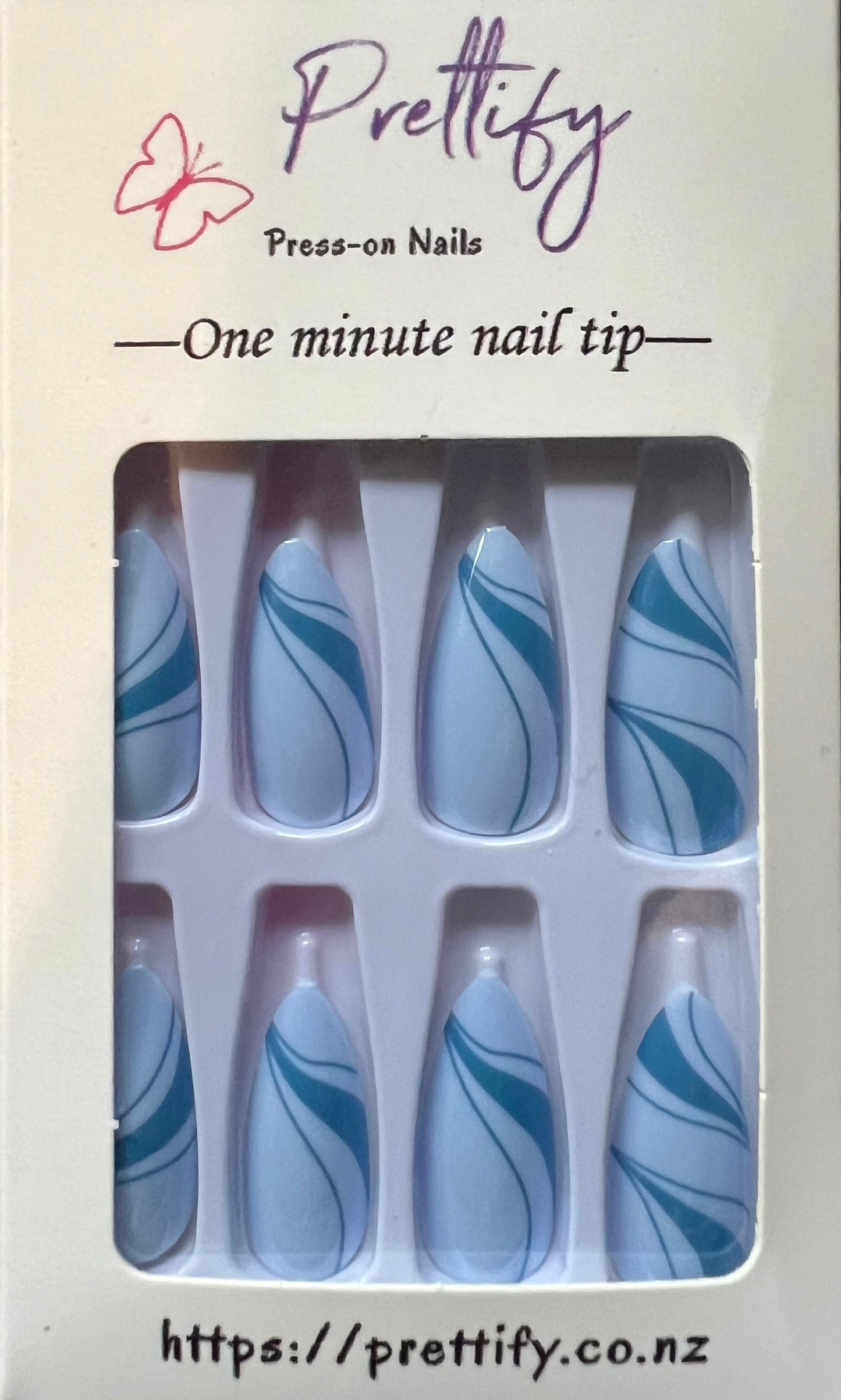Pale Blue & Dark Blue Swirls - Almond #W1438