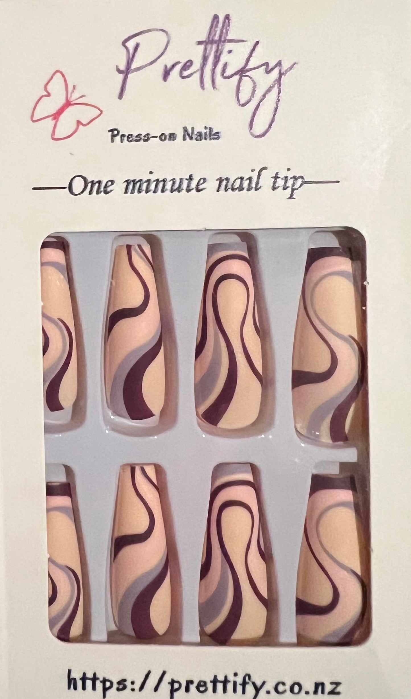 Pale Pink, Aubergine & Grey Swirls - Coffin #W067