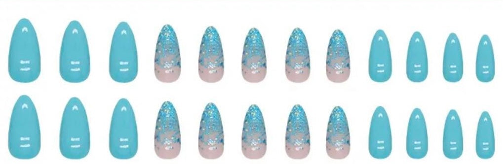 Turquoise & Pale Pink with Turquoise Glitter - Almond #W1000