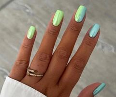 Aqua Green & Blue - Short Square #W1412