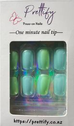 Aqua Green & Blue - Short Square #W1412