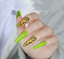 Lime Green & Leopard Print - Coffin #BAL001