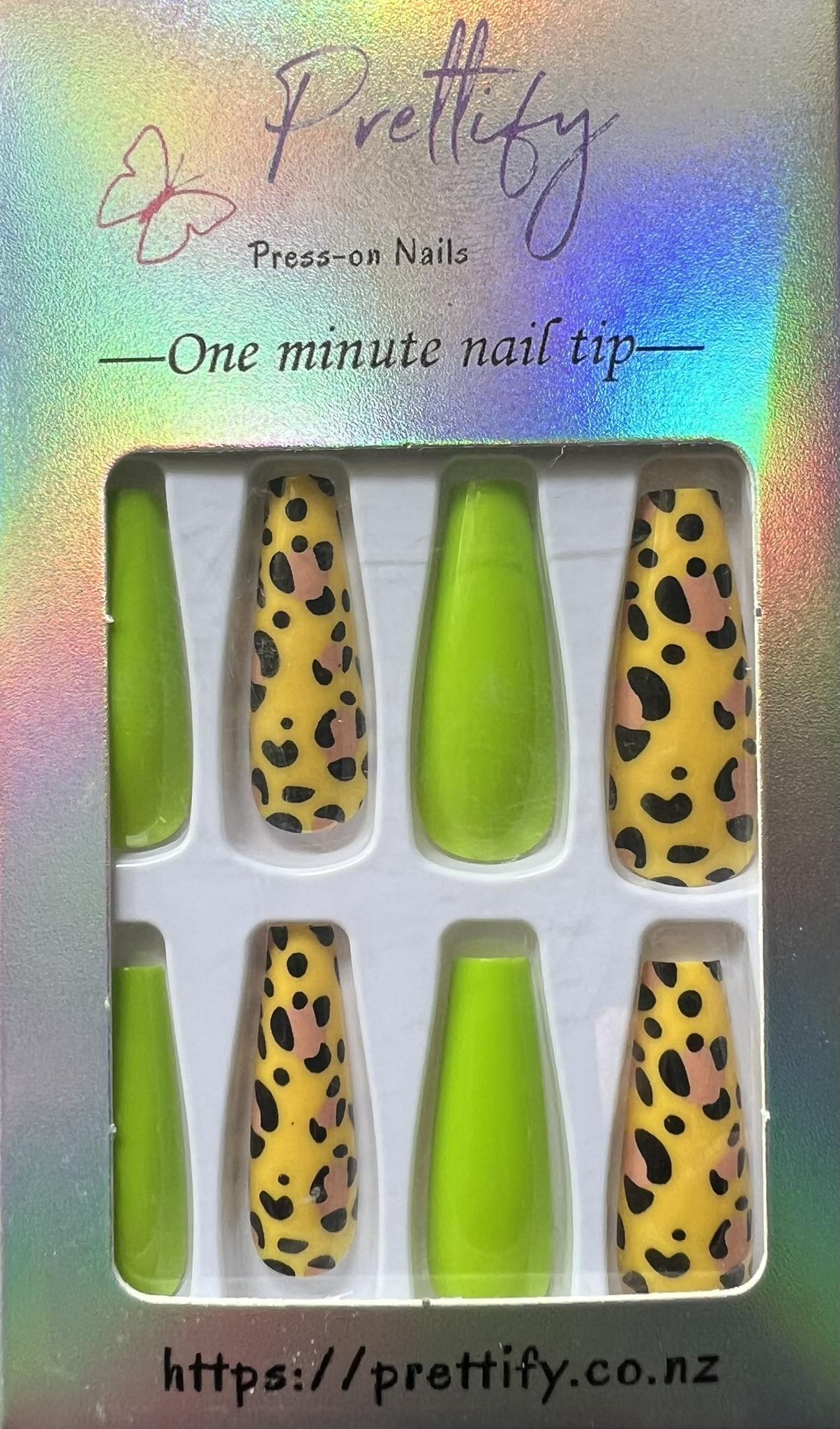 Lime Green & Leopard Print - Coffin #BAL001