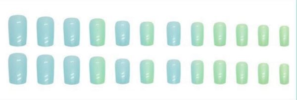 Aqua Green & Blue - Short Square #W1412
