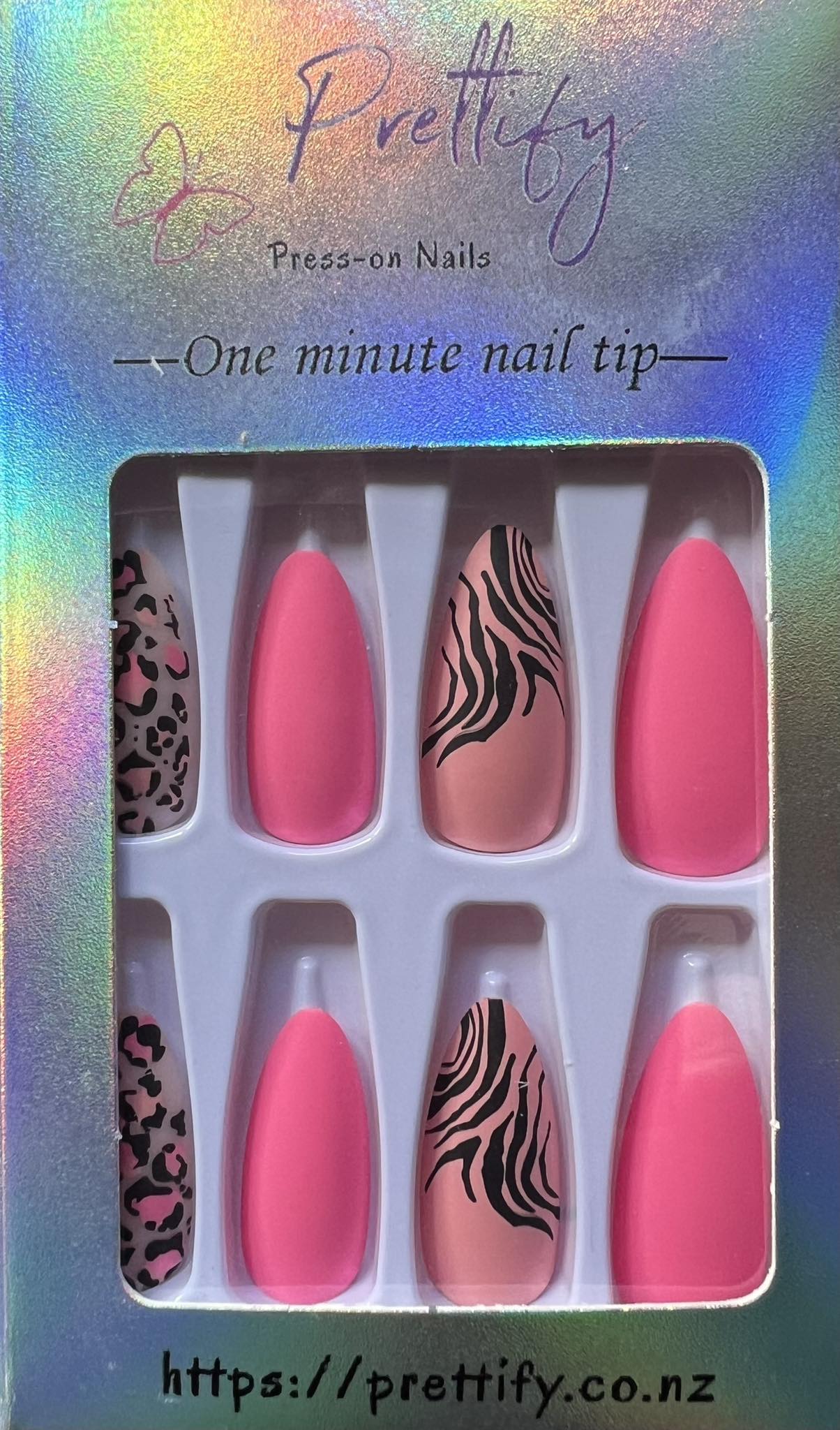 Bright Pink & Pink with Black Designs - Almond #W235