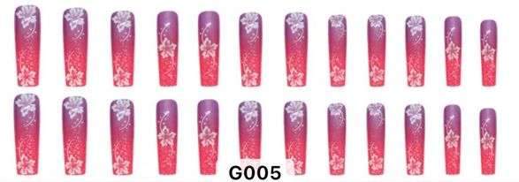 Purple & Red with White Flowers - Long Square #G005