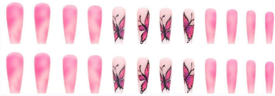 Pale & Dark Pink with Butterflies - Coffin #201