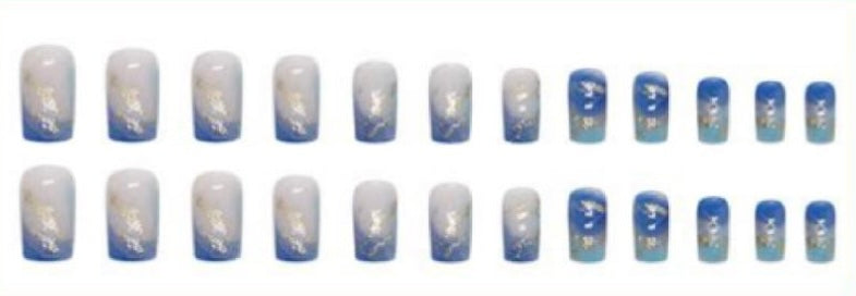 Clear Blue with Silver Swirls - Square #W1272