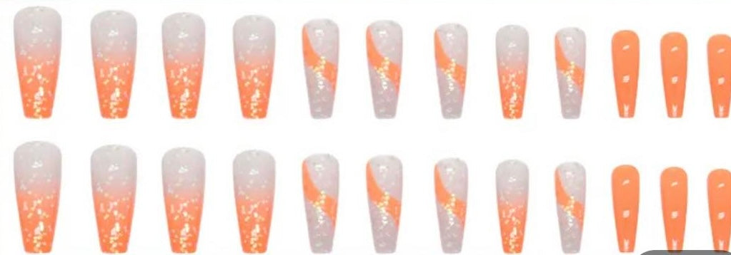 Orange & Clear with Glitter - Coffin #W941