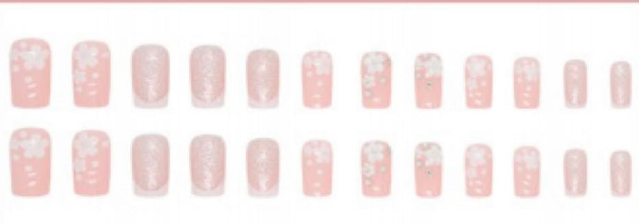 White Tips with White Flowers - Square #Z753