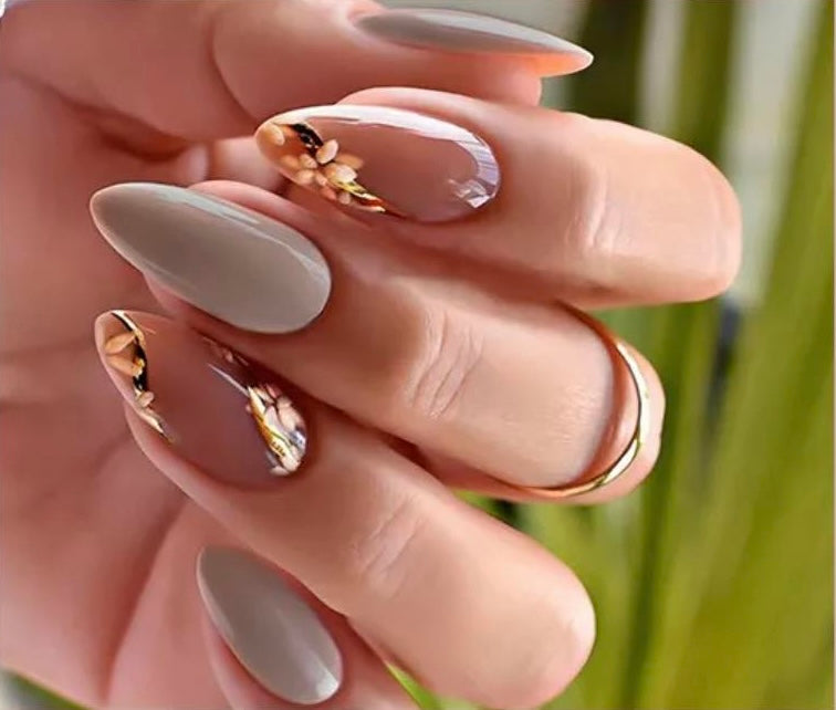 Mocha & Clear Dark Pink with Flowers - Almond #W796