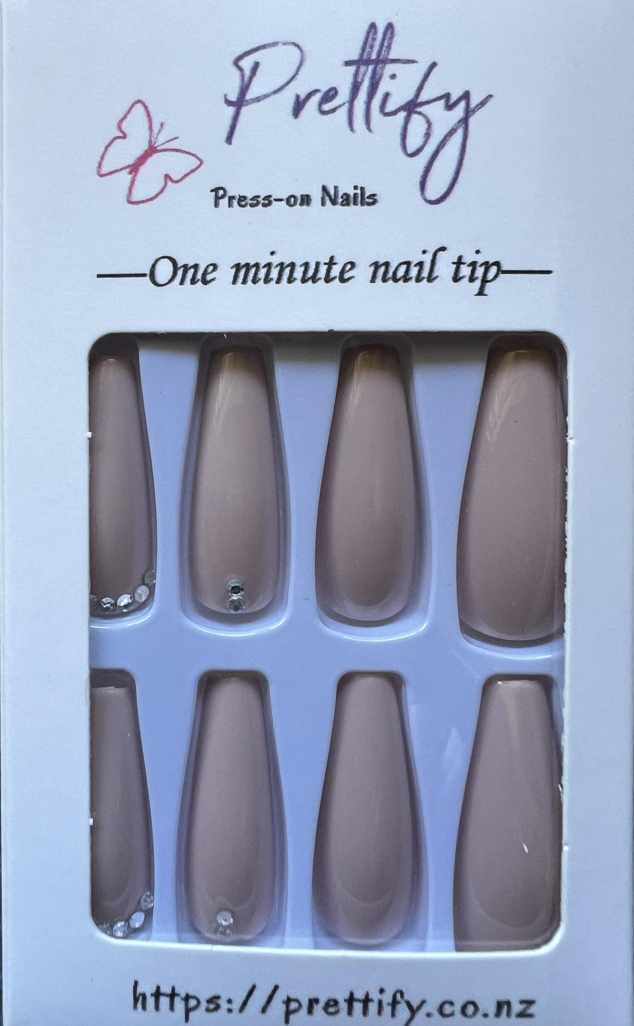 Pale Mocha with Jewels - Coffin  #JP1004