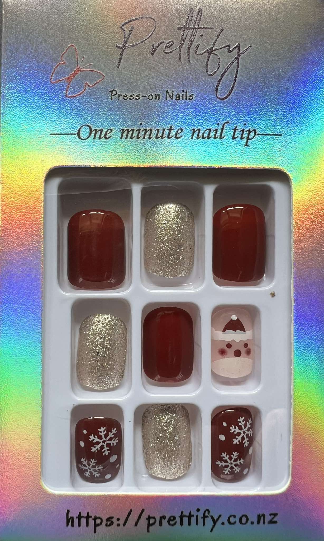 Christmas Theme - Dark Red, Glitter & Santa - Square #R621