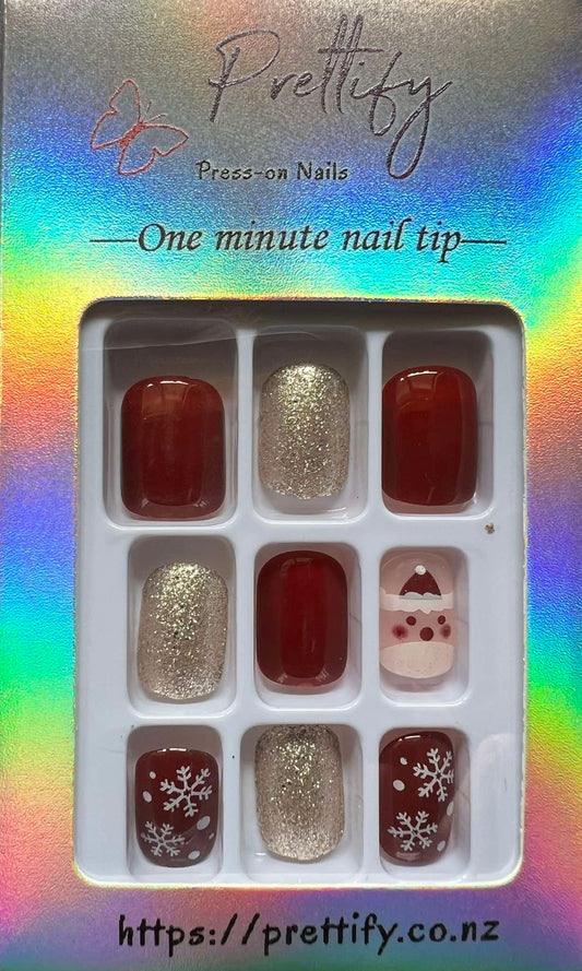 Christmas Theme - Dark Red, Glitter & Santa - Square #R621