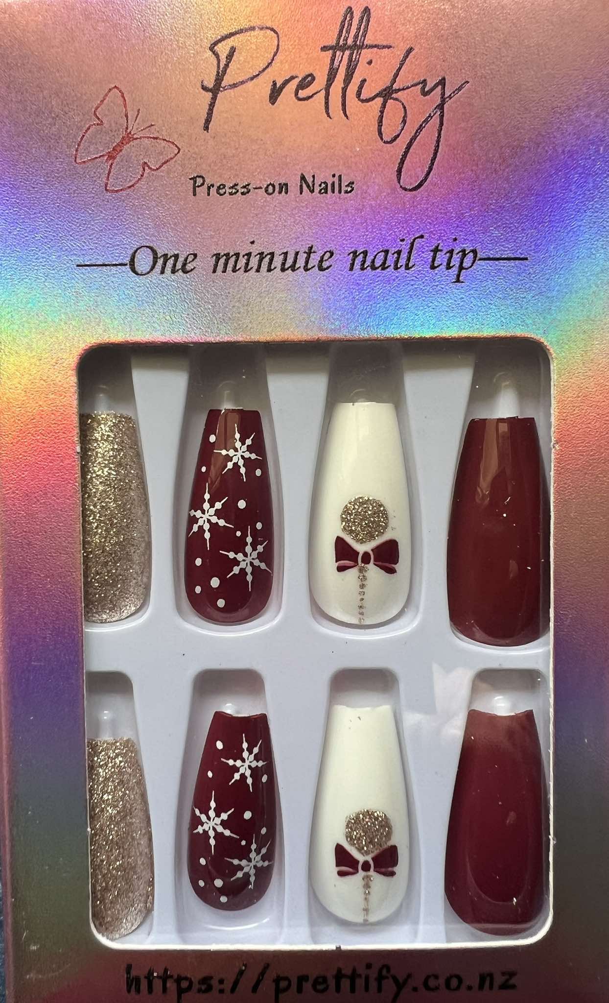 Christmas Theme - Dark Red, Snowflakes, Gold Glitter - #SD018