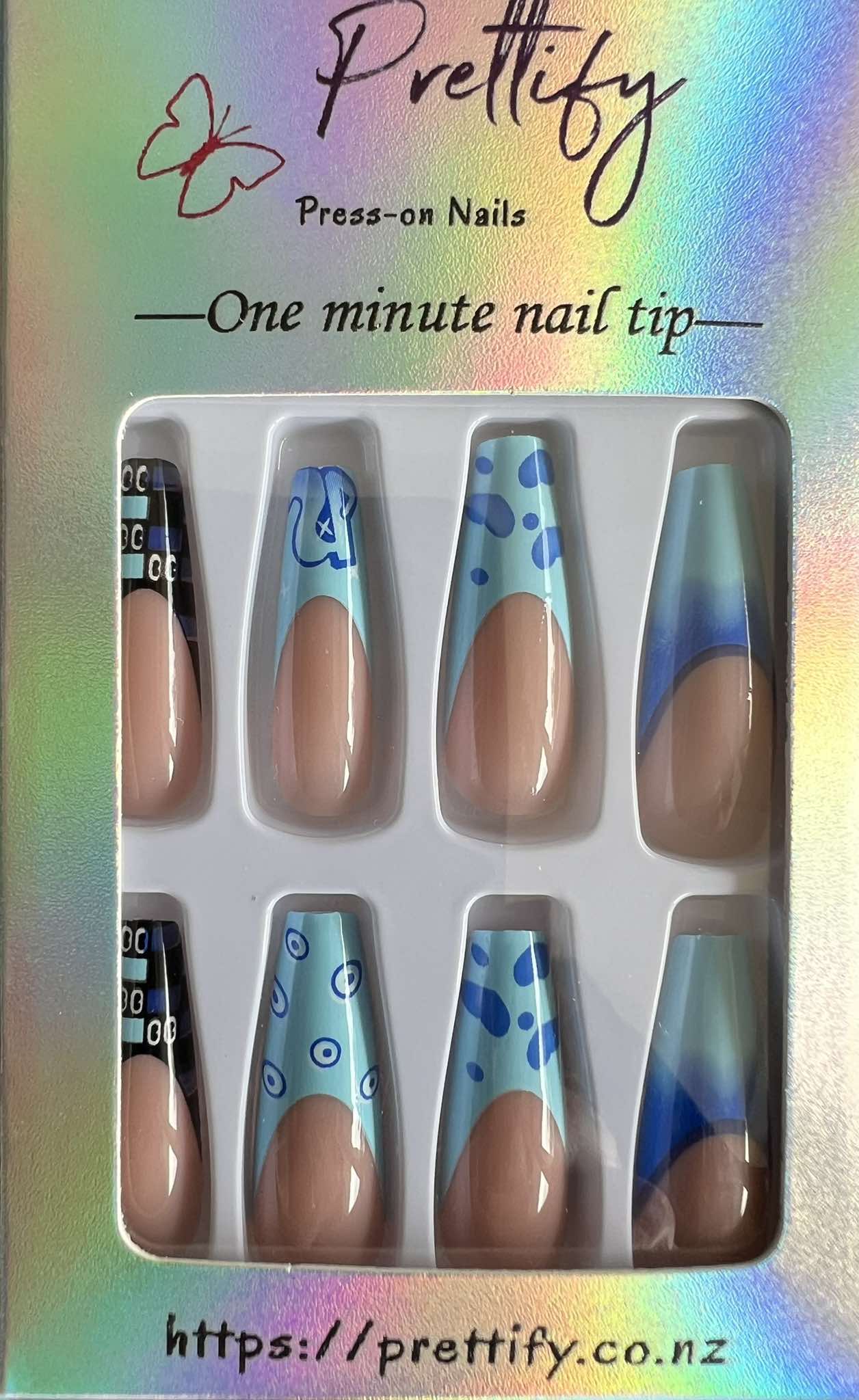 Pop Art - Royal Blue & Pale Blue Tips - Coffin #W127