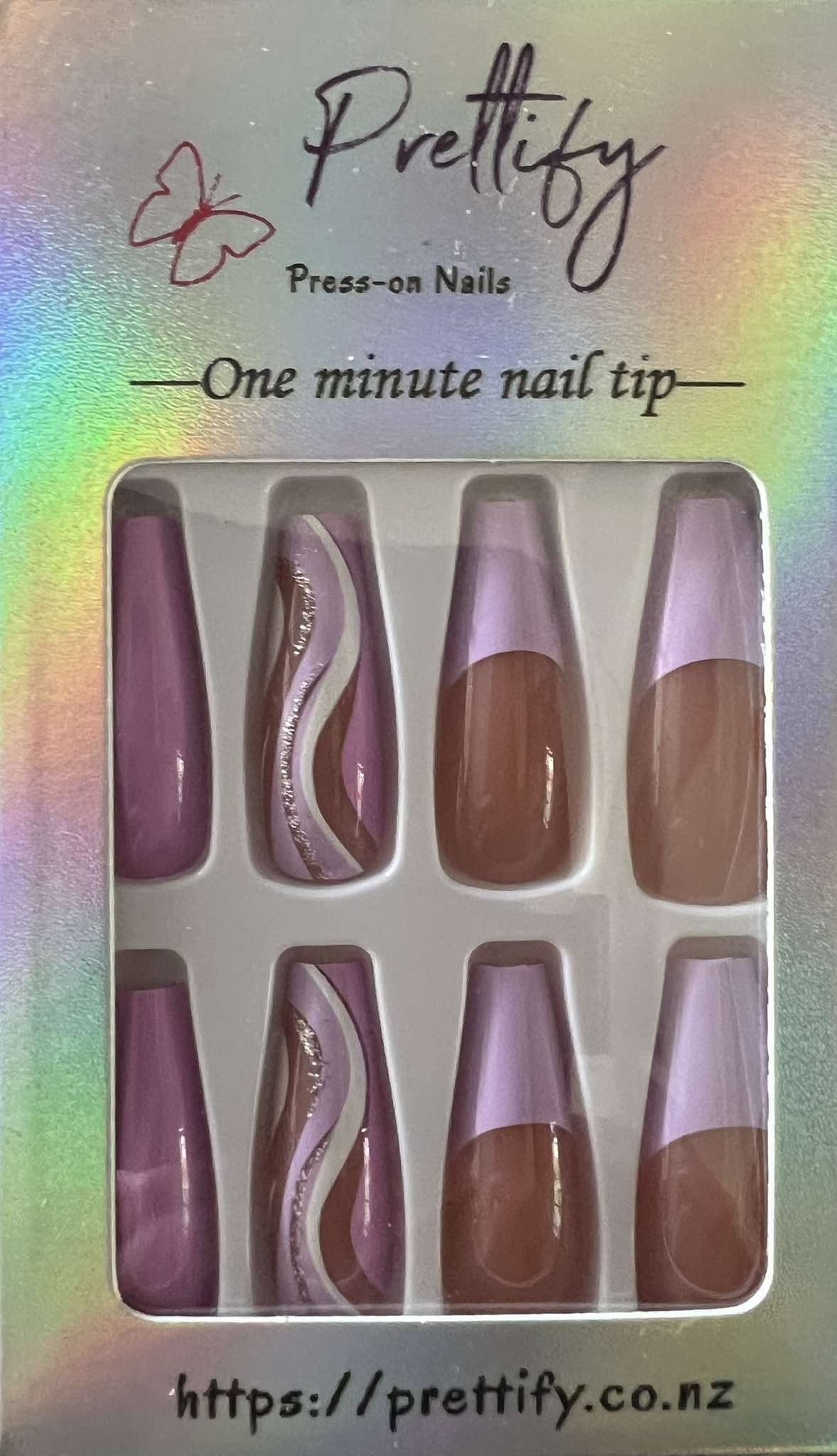 Pink / Lilac with White, Pink / Lilac & Silver Glitter Swirls - Coffin #W179