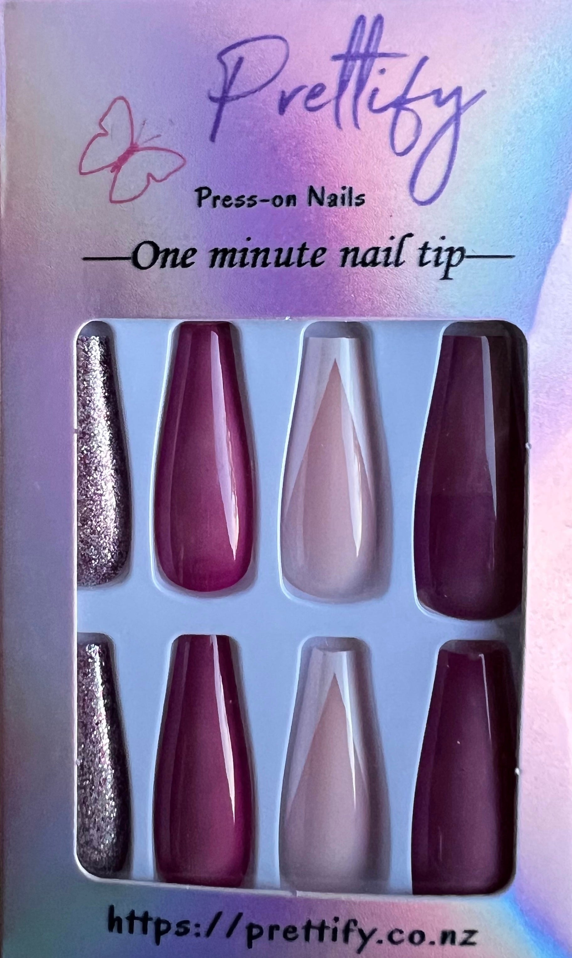Long Coffin Press on Nails. Cherry & Glitter. Durable Acrylic Press on Nails. Easy and quick to apply. Great for those special occasions, parties or add an edge to any outfit. Gorgeous, flattering and you can re-use them again and again.