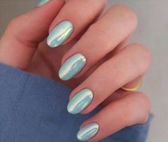 Aqua Blue - Short Oval #W1396