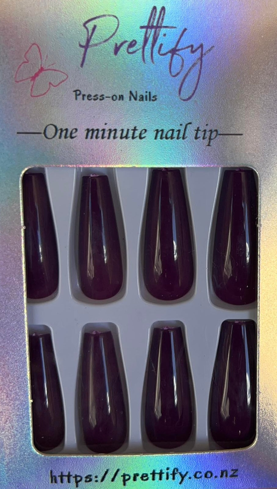 Aubergine - Coffin Press on Nails 30pcs #BLC030