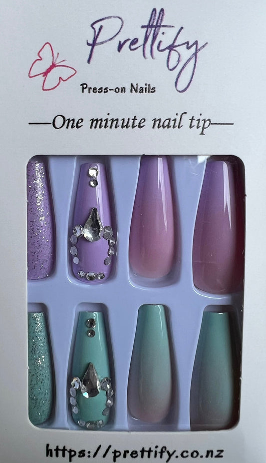 Lilac & Aqua with Jewels - Coffin #386