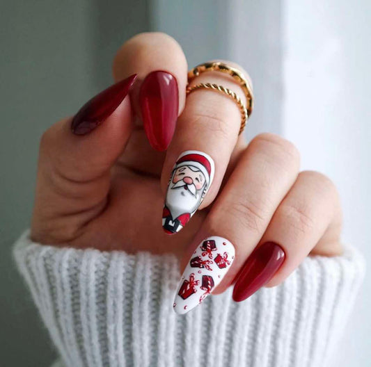 Christmas Theme - Red and White with Santa and Presents - Almond #CH004