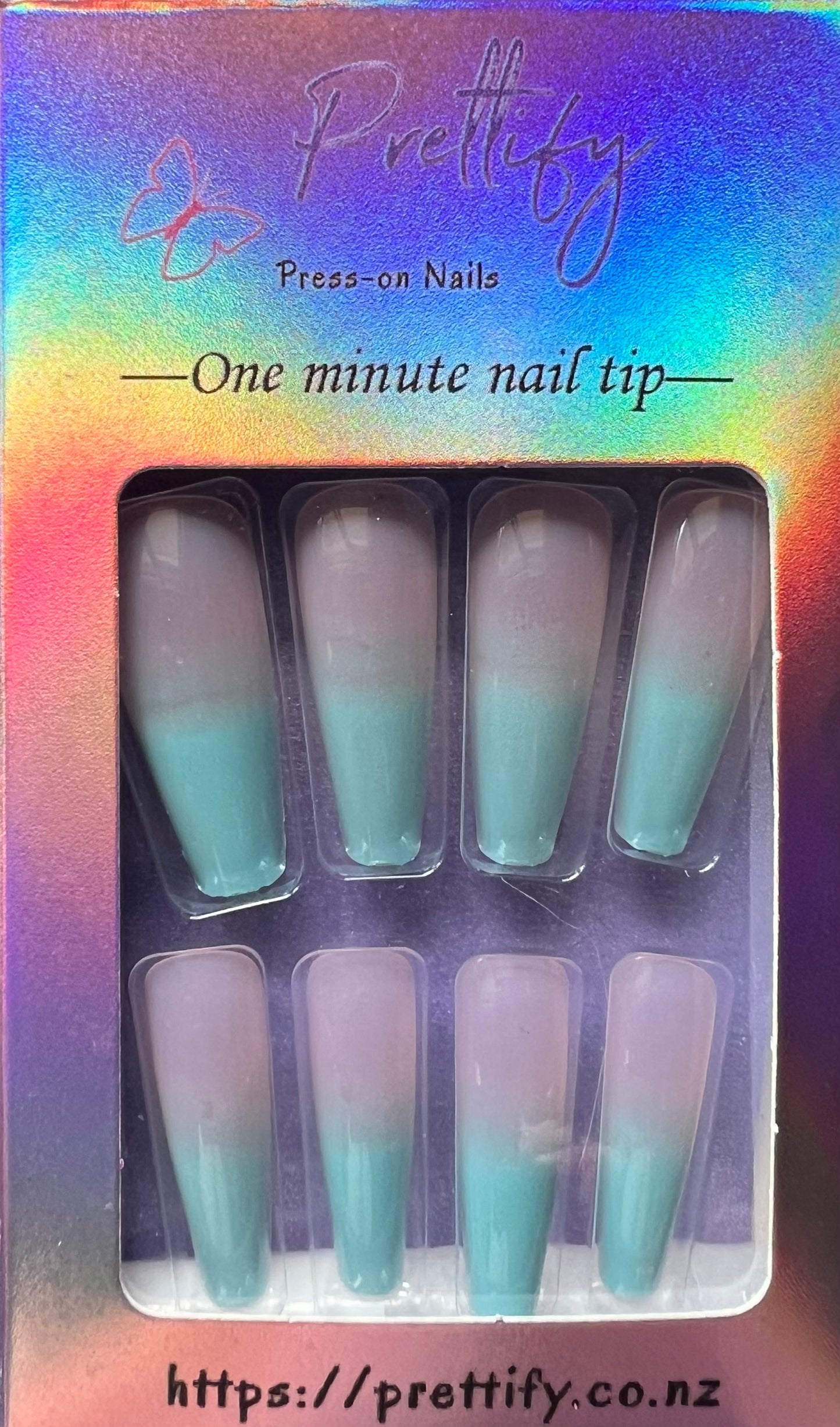 Pale Pink & Blue Ombre - Coffin #940