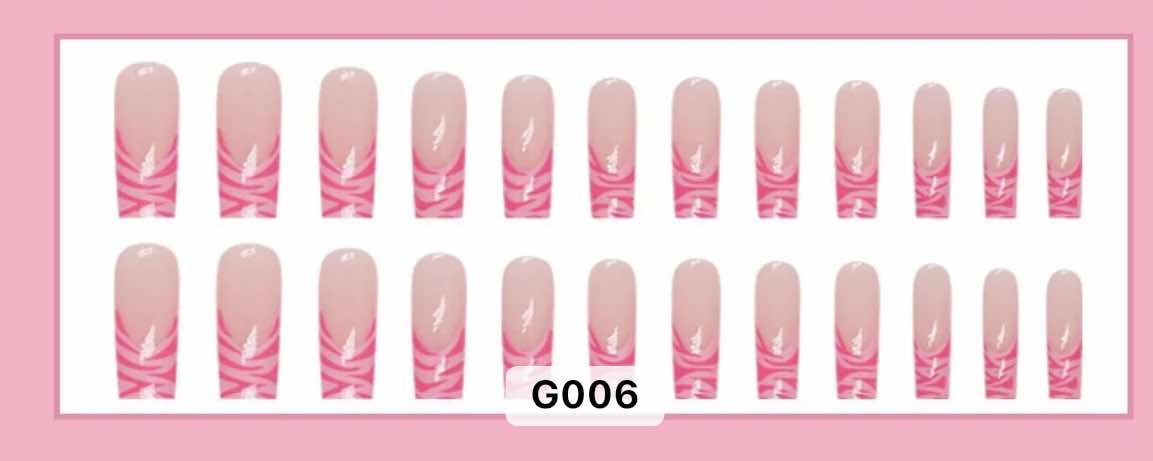 Dark Pink & Light Pink Swirl Tips #G006