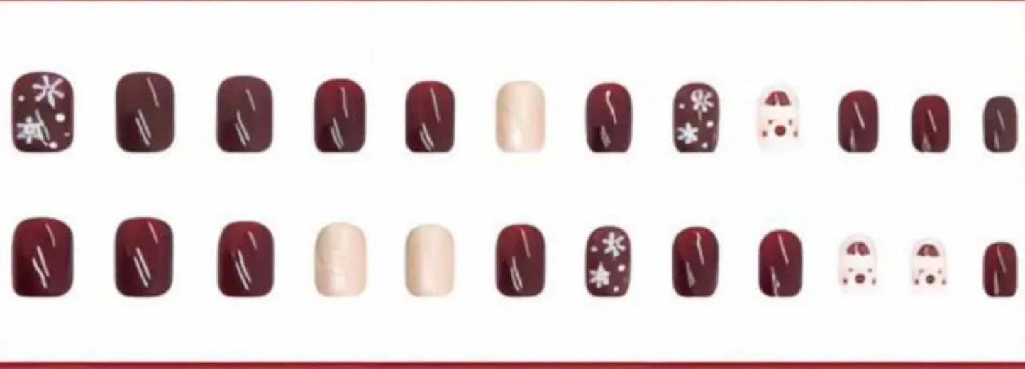 Christmas Theme - Dark Red, Silver Glitter & Santa - Square #R621