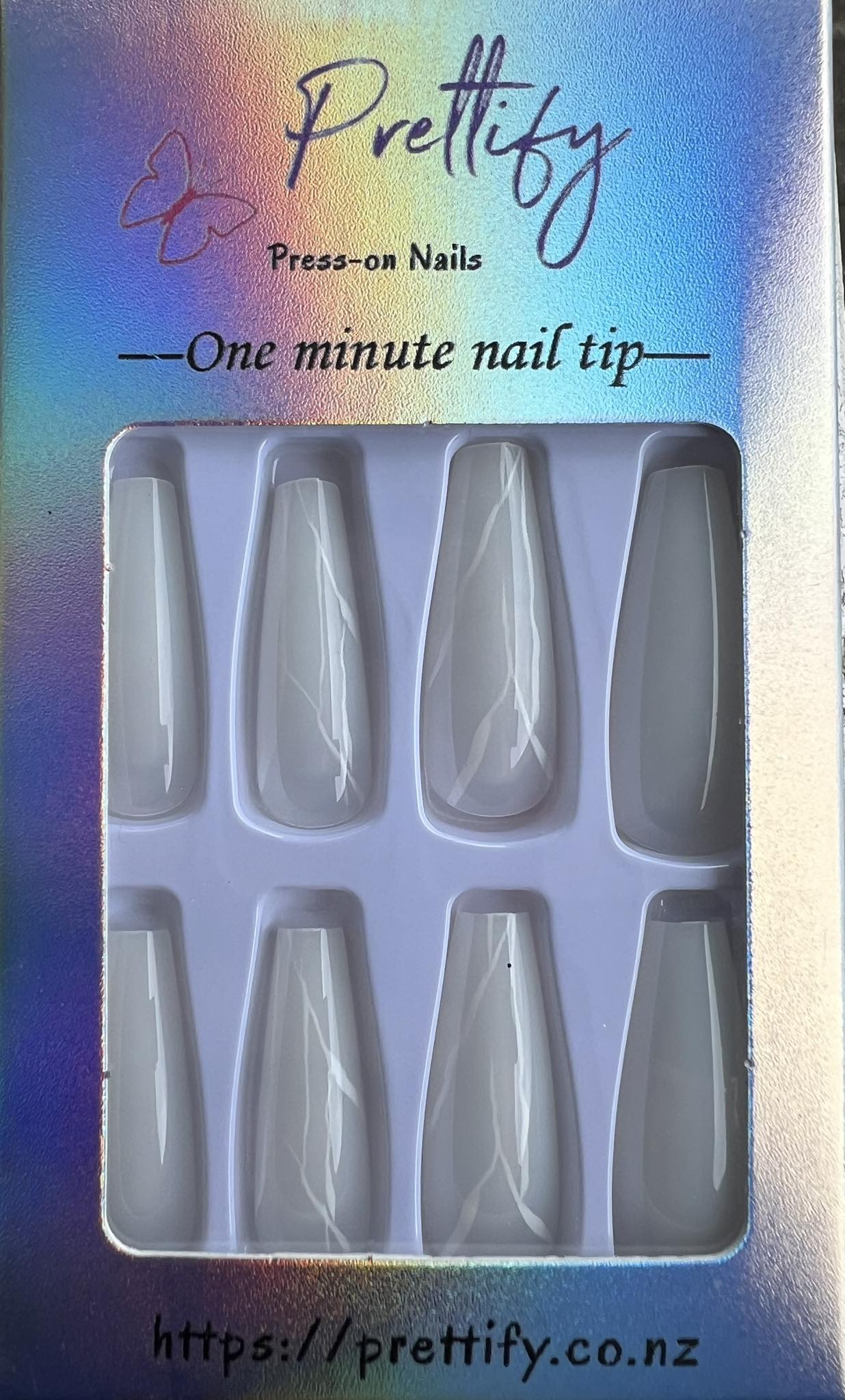Pearl White - Coffin Press on Nails #W021