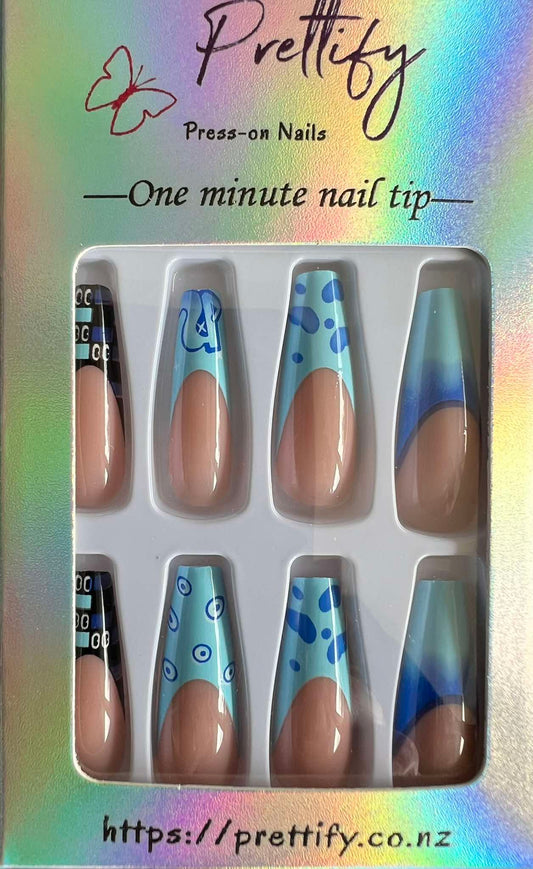 Pop Art - Royal Blue & Pale Blue Tips - Coffin #W127